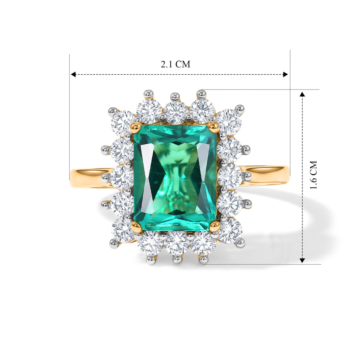 Lab Grown Colombian Emerald (2.0 Cts) &amp; Lab Grown Diamond (SI-G-H) Halo Ring in 18K Vermeil Yellow Gold Plated Sterling Silver 2.75 Ct. 8626678 5