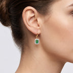 Luxuriant - Lab Grown Columbian Emerald & Lab Grown Diamond (SI/G-H) Earring with Lever Back in 18K Vermeil Yellow Gold Plated Sterling Silver 3.50 Ct._8626743_1