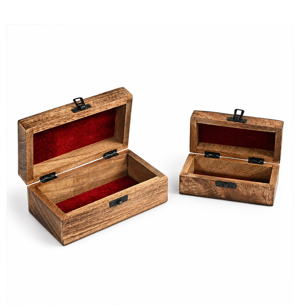 Livmore Set of 2 Handcrafted Nested Mango Wooden Boxes with Oxidized Lotus Work - Brown V32637812 3