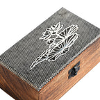 Livmore Set of 2 Handcrafted Nested Wooden Boxes with Oxidized Lotus Work - Brown_8626754_5