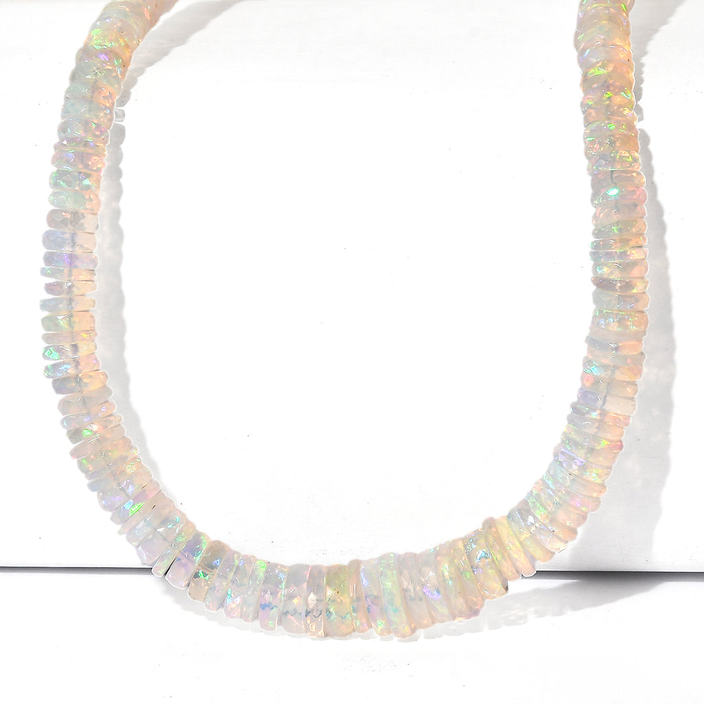 TUCSON CLOSEOUT OFFER - Ethiopian Opal Necklace (Size - 18+2 Ext) in Rhodium Overlay Sterling Silver 112.50 Ct._8626794