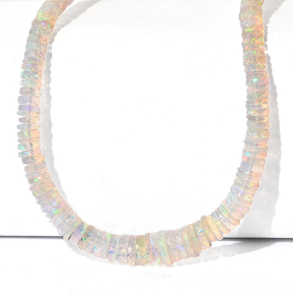 TUCSON CLOSEOUT OFFER - Ethiopian Opal Necklace (Size - 18+2 Ext) in Rhodium Overlay Sterling Silver 112.50 Ct. V32516323 0