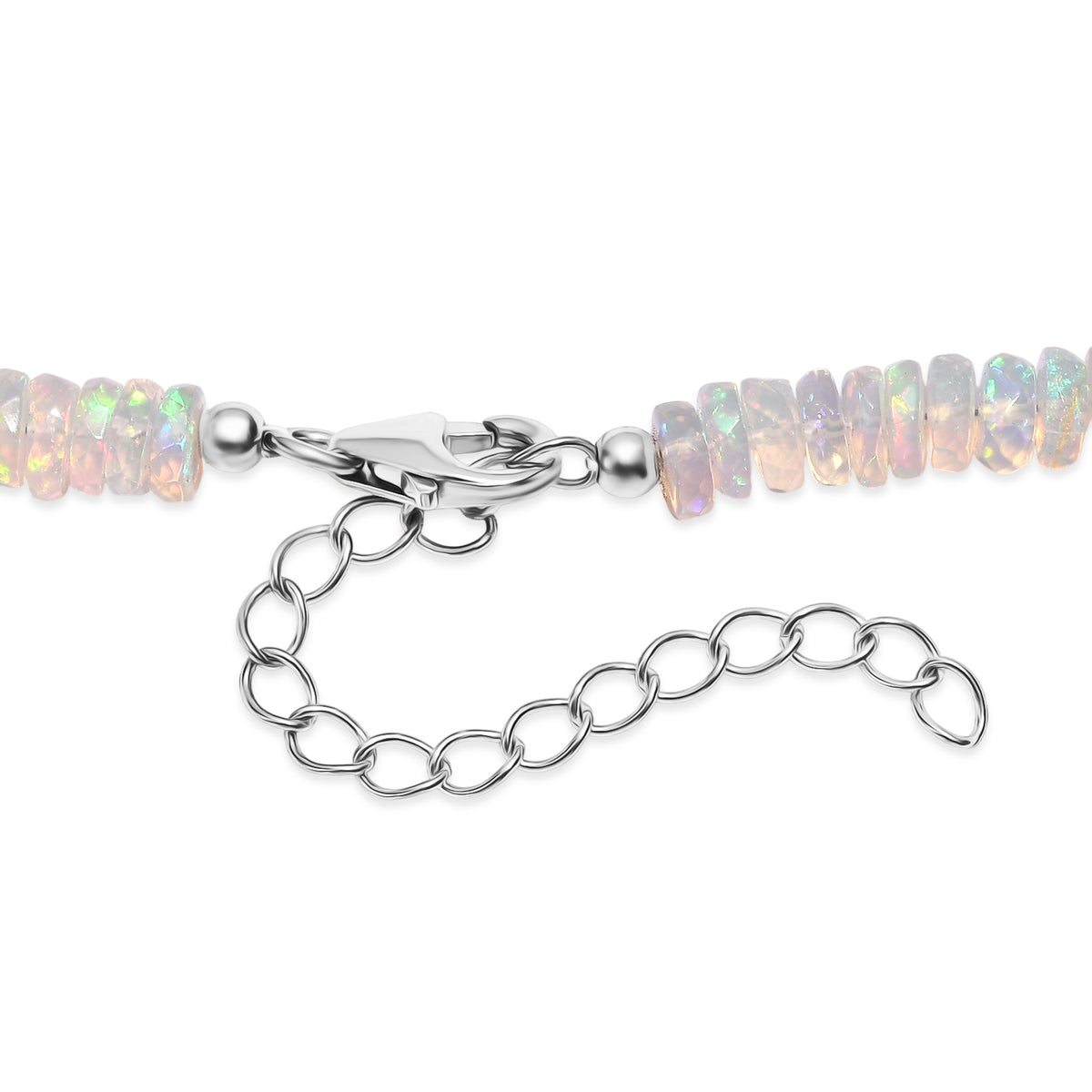 TUCSON CLOSEOUT OFFER - Ethiopian Opal Necklace (Size - 18+2 Ext) in Rhodium Overlay Sterling Silver 112.50 Ct. V32516323 5