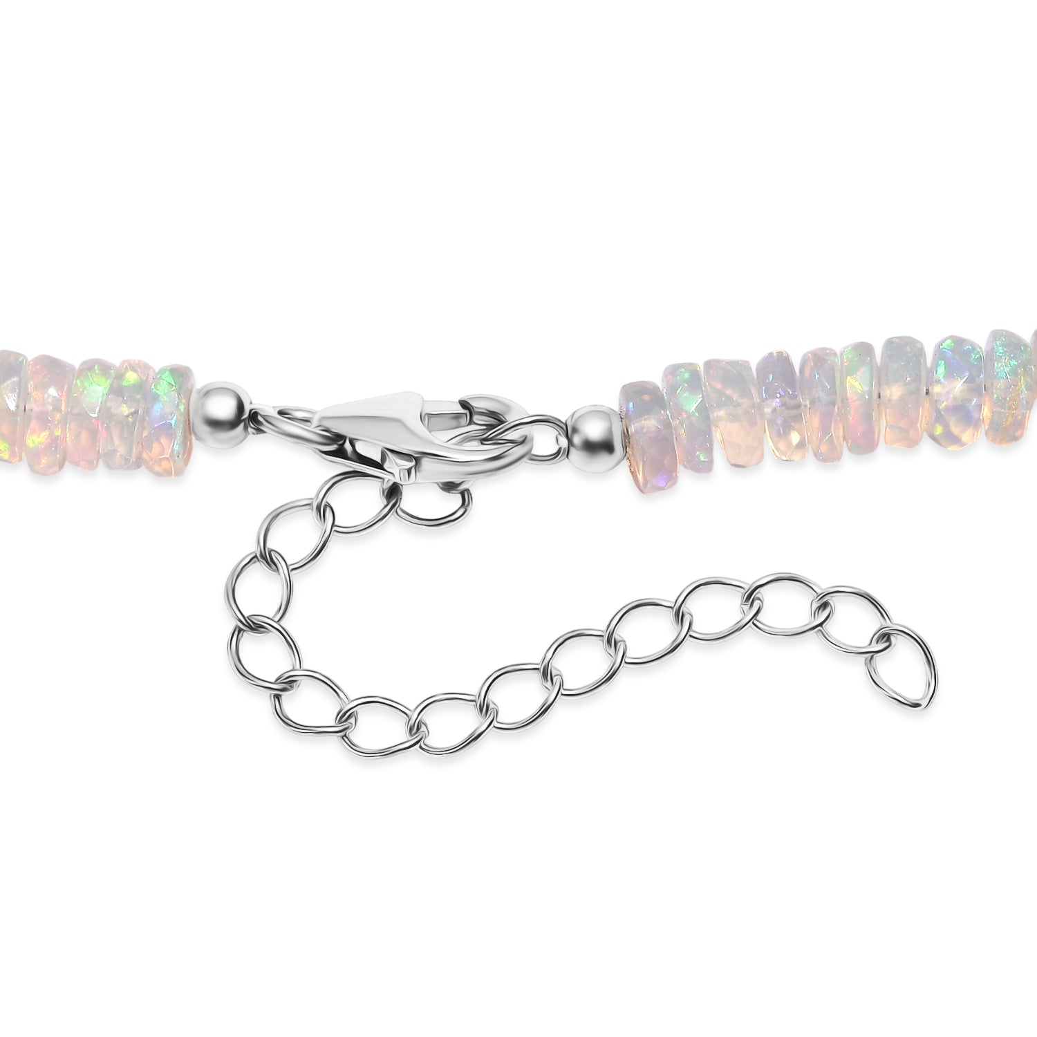 TUCSON CLOSEOUT OFFER - Ethiopian Opal Necklace (Size - 18+2 Ext) in Rhodium Overlay Sterling Silver 112.50 Ct. V32516323 5