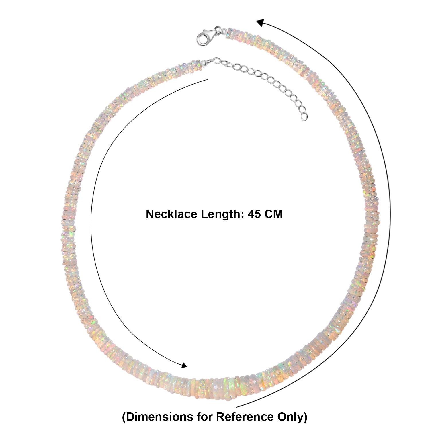 TUCSON CLOSEOUT OFFER - Ethiopian Opal Necklace (Size - 18+2 Ext) in Rhodium Overlay Sterling Silver 112.50 Ct. V32516323 6