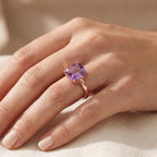 The Royal Asscher Collection -9K Rose Gold Pink Moissanite Solitaire Ring 4.10 Ct._8626858_1