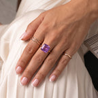 The Royal Asscher Collection -9K Rose Gold Pink Moissanite Solitaire Ring 4.10 Ct._8626858_2