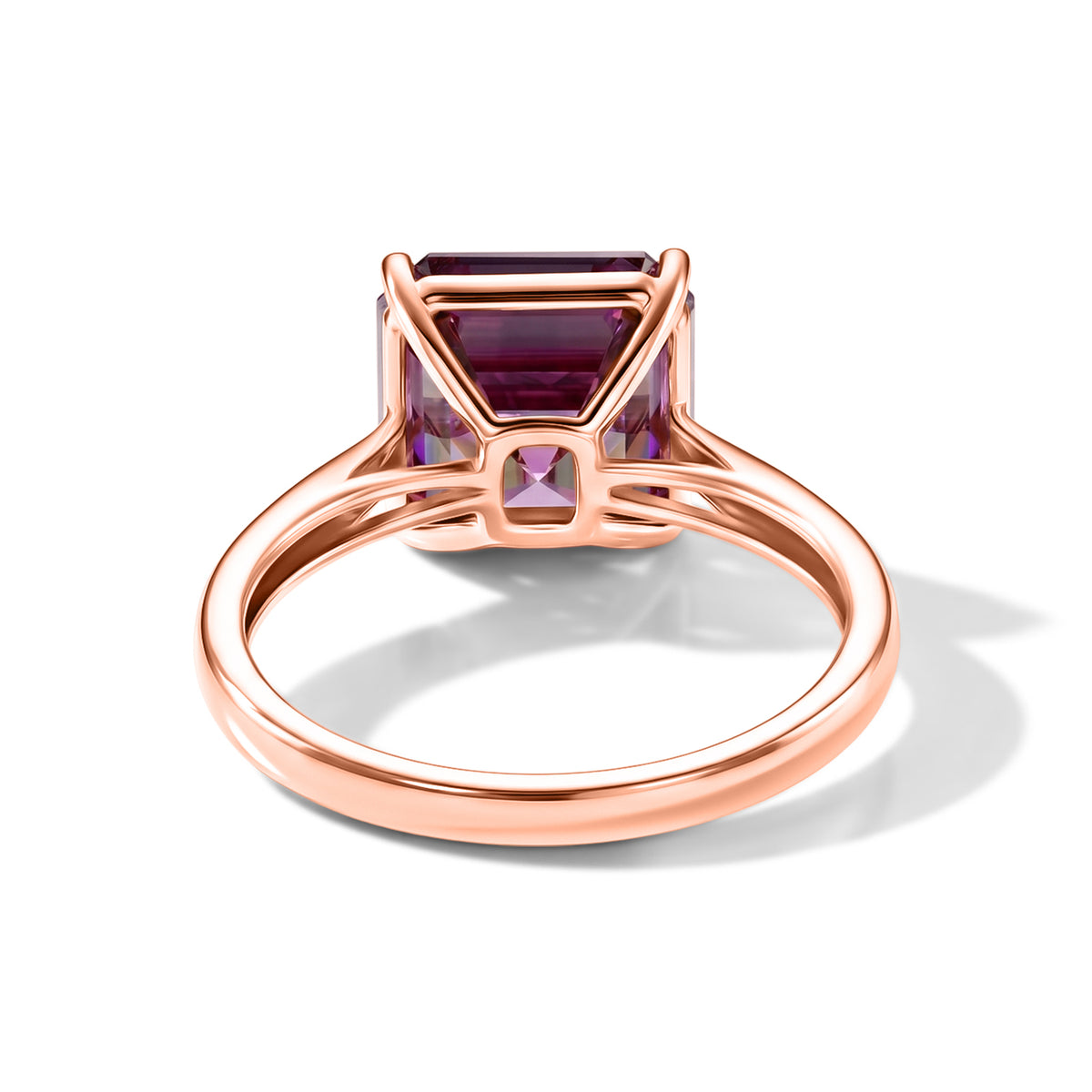 The Royal Asscher Collection -9K Rose Gold Pink Moissanite Solitaire Ring 4.10 Ct. V32577625 4