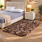 LIVMORE Soft Bubble Tie-Dye Faux Fur Rug with Foam Base (100 x 180cm) - Brown_8626885