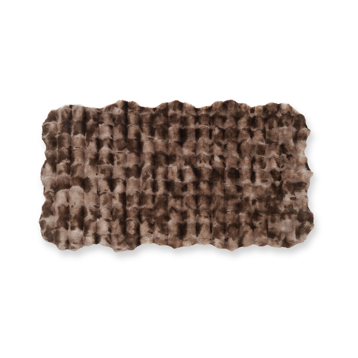 LIVMORE Soft Bubble Tie-Dye Faux Fur Rug with Foam Base (100 x 180cm) - Brown 8626885 1