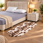 LIVMORE Soft Bubble Tie-Dye Faux Fur Runner Rug with Foam Base (60 x 180cm) - Beige_8626886