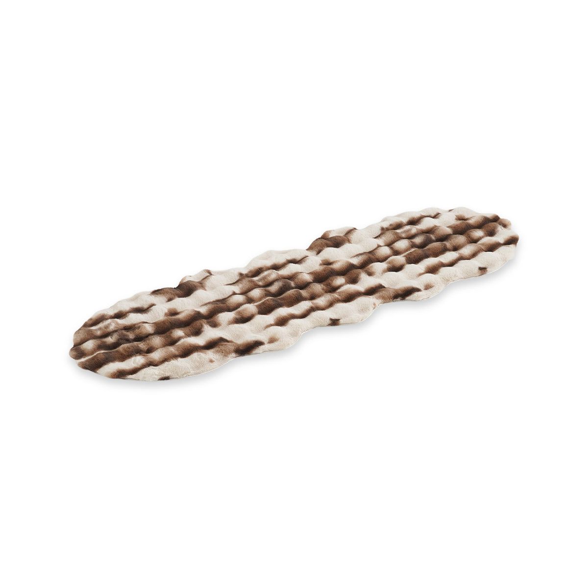 LIVMORE Soft Bubble Tie-Dye Faux Fur Runner Rug with Foam Base (60 x 180cm) - Beige 8626886 2