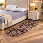 LIVMORE Soft Bubble Tie-Dye Faux Fur Runner Rug with Foam Base (60 x 180cm) - Brown_8626887