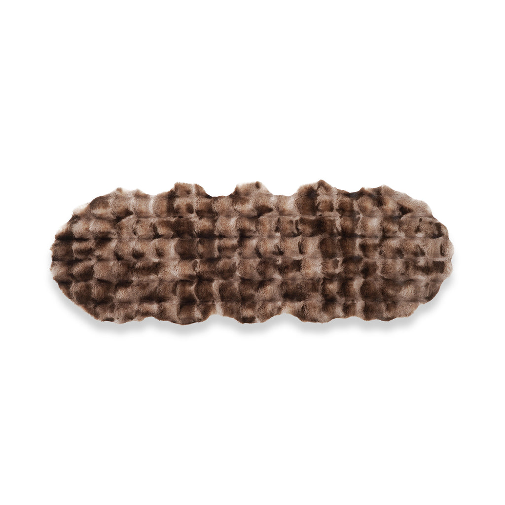 LIVMORE Soft Bubble Tie-Dye Faux Fur Runner Rug with Foam Base (60 x 180cm) - Brown_8626887_1