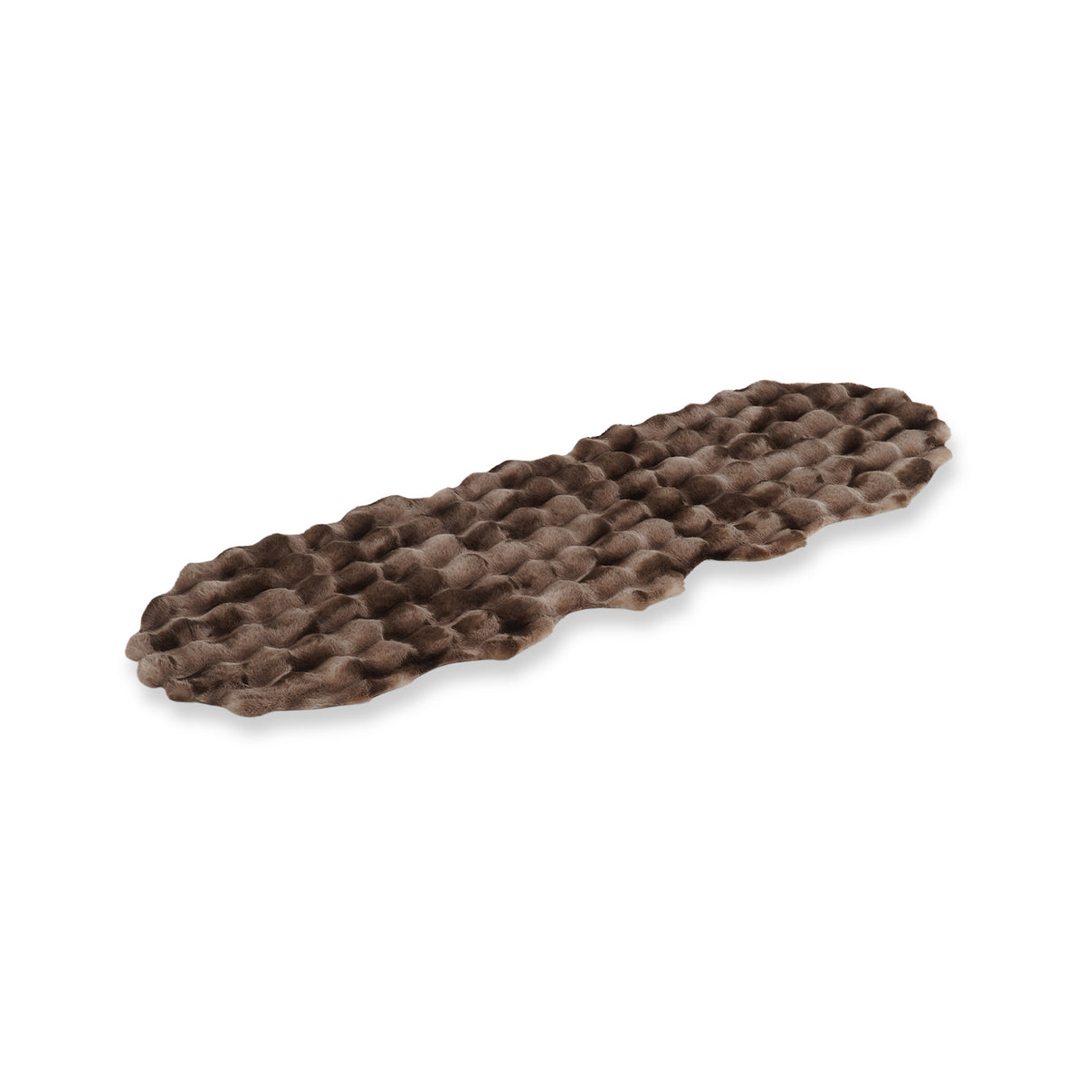 LIVMORE Soft Bubble Tie-Dye Faux Fur Runner Rug with Foam Base (60 x 180cm) - Brown 8626887 2