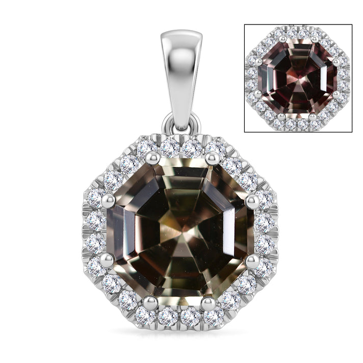 Rhapsody 950 Platinum AAAA Natural Turkizite (Octillion Cut 4.75Ct) &amp; Natural White Diamond (VS-E-F) Pendant 5.00 Ct, Platinum Wt. 4.60 Gms 8626932 1