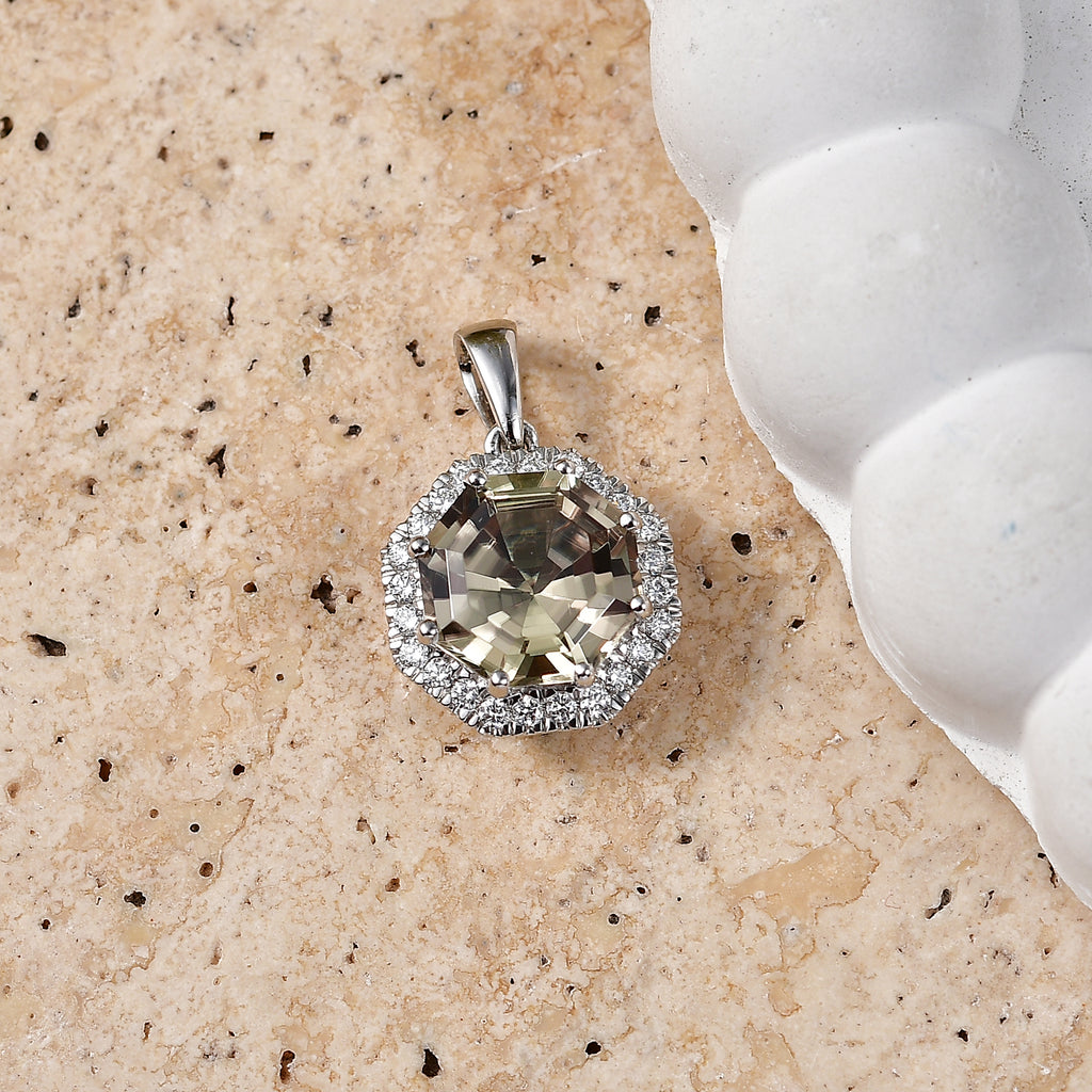 Rhapsody - 950 Platinum AAAA Turkizite White Diamond (VS/E-F) Octillion Cut Halo Pendant 5.00 Ct, Platinum Wt. 4.60 Gms_8626932_2