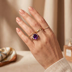 Luxuriant - Natural Moroccan Amethyst & Lab Grown Diamond (SI/G-H) Ring in Rhodium Overlay Sterling Silver 4.50 Ct._8626933_1