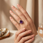 Luxuriant - Natural Moroccan Amethyst & Lab Grown Diamond (SI/G-H) Ring in Rhodium Overlay Sterling Silver 4.50 Ct._8626933_2