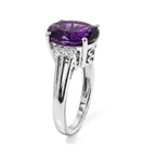 Luxuriant - Natural Moroccan Amethyst & Lab Grown Diamond (SI/G-H) Ring in Rhodium Overlay Sterling Silver 4.50 Ct._8626933_3