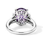 Luxuriant - Natural Moroccan Amethyst & Lab Grown Diamond (SI/G-H) Ring in Rhodium Overlay Sterling Silver 4.50 Ct._8626933_4