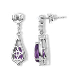 D'Joy - Natural Moroccan Amethyst & White Zircon Dangling Earring with Push Back in Platinum Overlay Sterling Silver 3.40 Ct._8627393_3