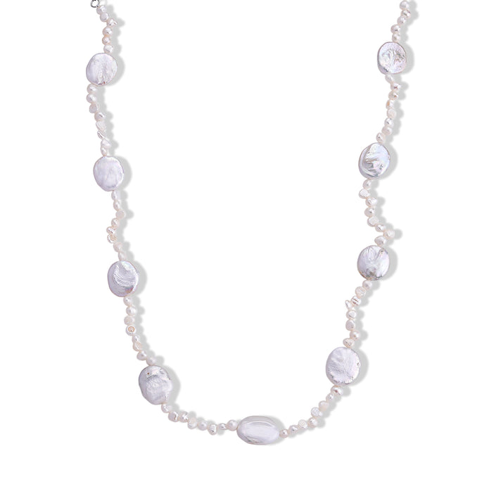 D'Joy - White Keshi Pearl Beads Necklace (Size - 20-2 Ext) in Rhodium Overlay Sterling Silver 120.00 Ct. 8627419 1