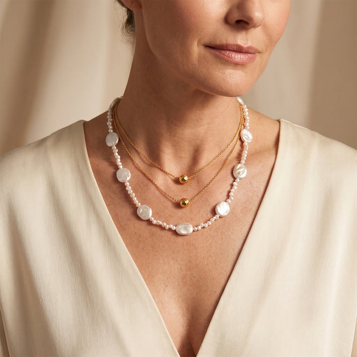 D'Joy - White Keshi Pearl Beads Necklace (Size - 20-2 Ext) in Rhodium Overlay Sterling Silver 120.00 Ct. 8627419 2
