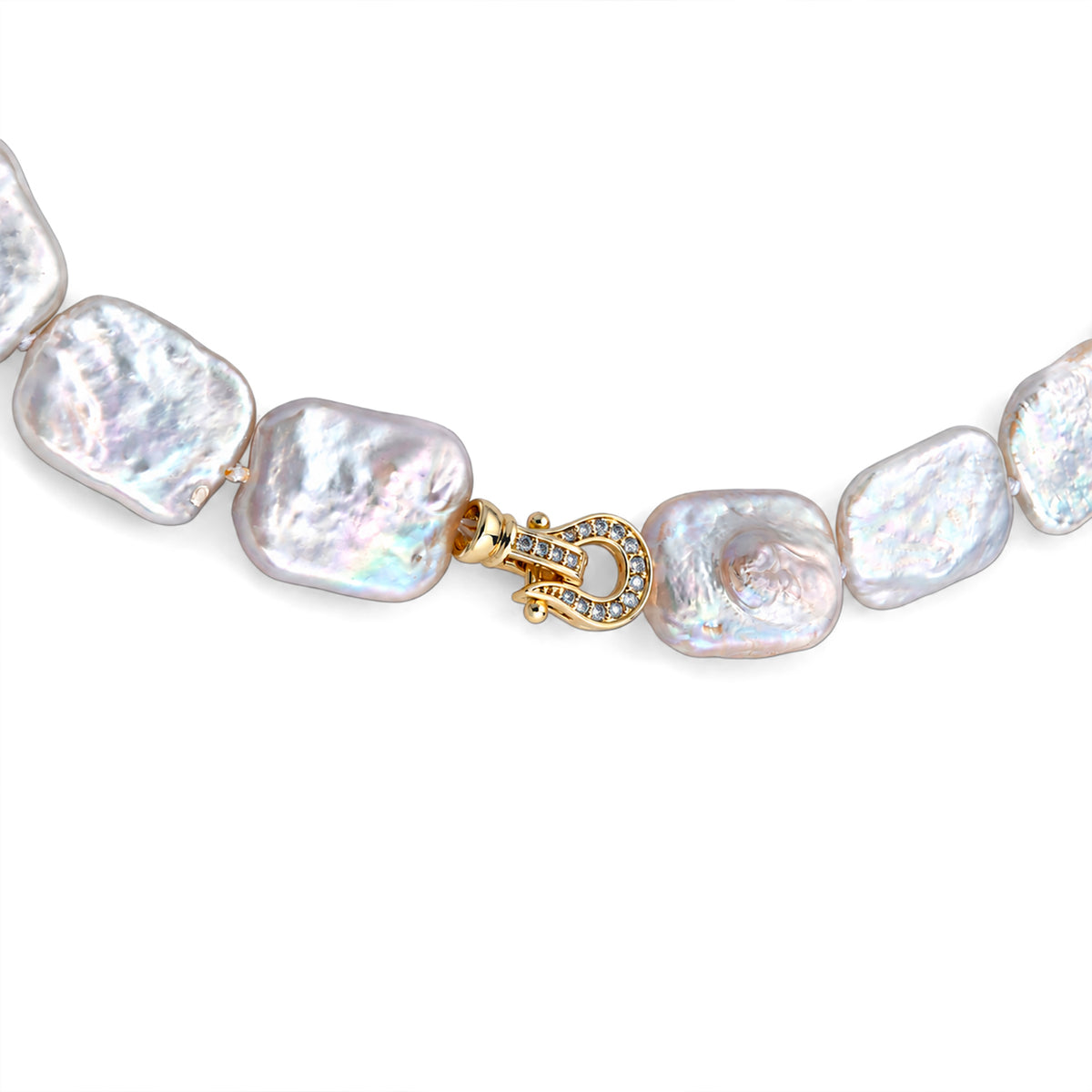 White Keshi Pearl Beads Necklace (Size - 20) Pure Yellow Brass  190.000  Ct. 8627423 2