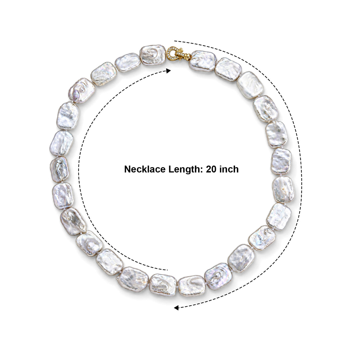White Keshi Pearl Beads Necklace (Size - 20) Pure Yellow Brass  190.000  Ct. 8627423 3