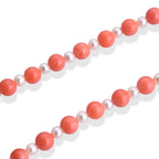 Bamboo Coral and Fresh Water Pearl  Necklace (Size - 20) in Yellow Gold Sterling Silver.with Magnetic Lock_8627525_2