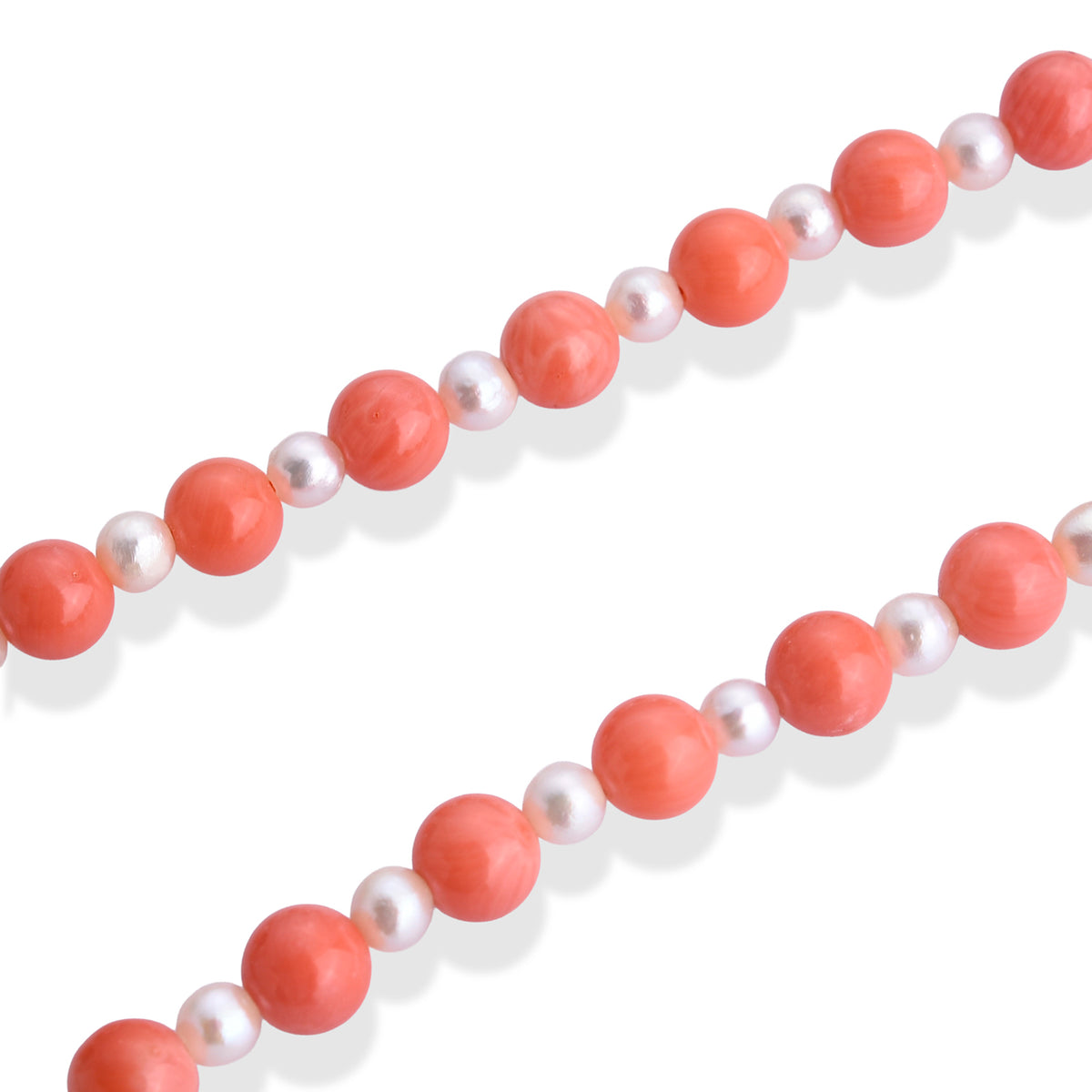 Bamboo Coral and Fresh Water Pearl  Necklace (Size - 20) in Yellow Gold Sterling Silver.with Magnetic Lock V32602749 3