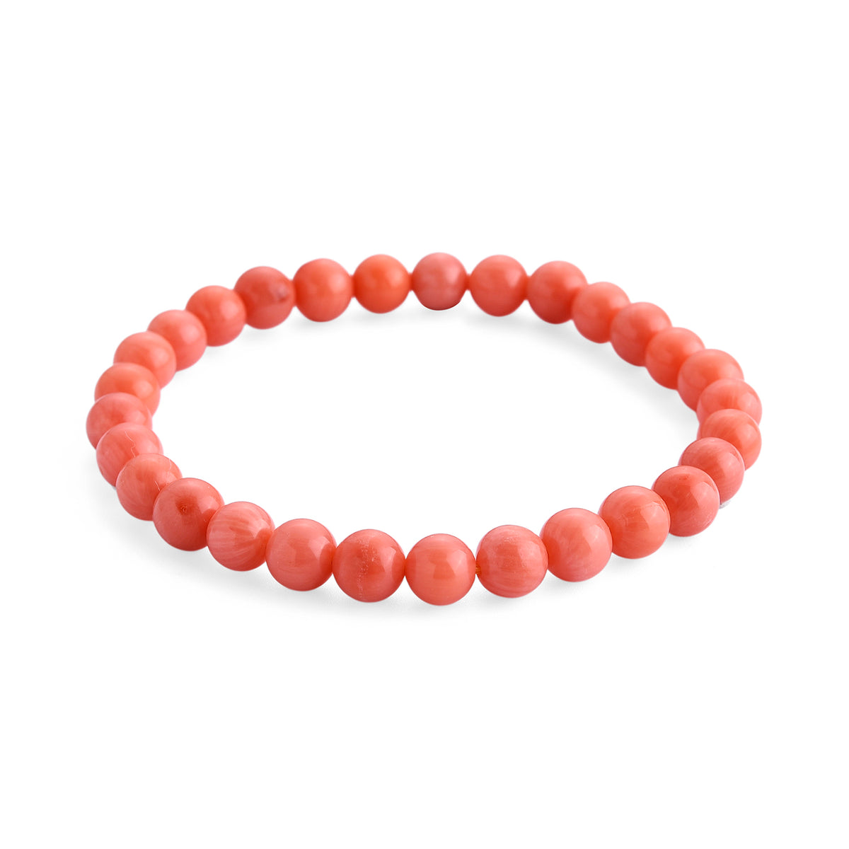Bamboo Coral Stretchable Beads Bracelet (Size - 7.5) 50.00 Ct. V32512840 0