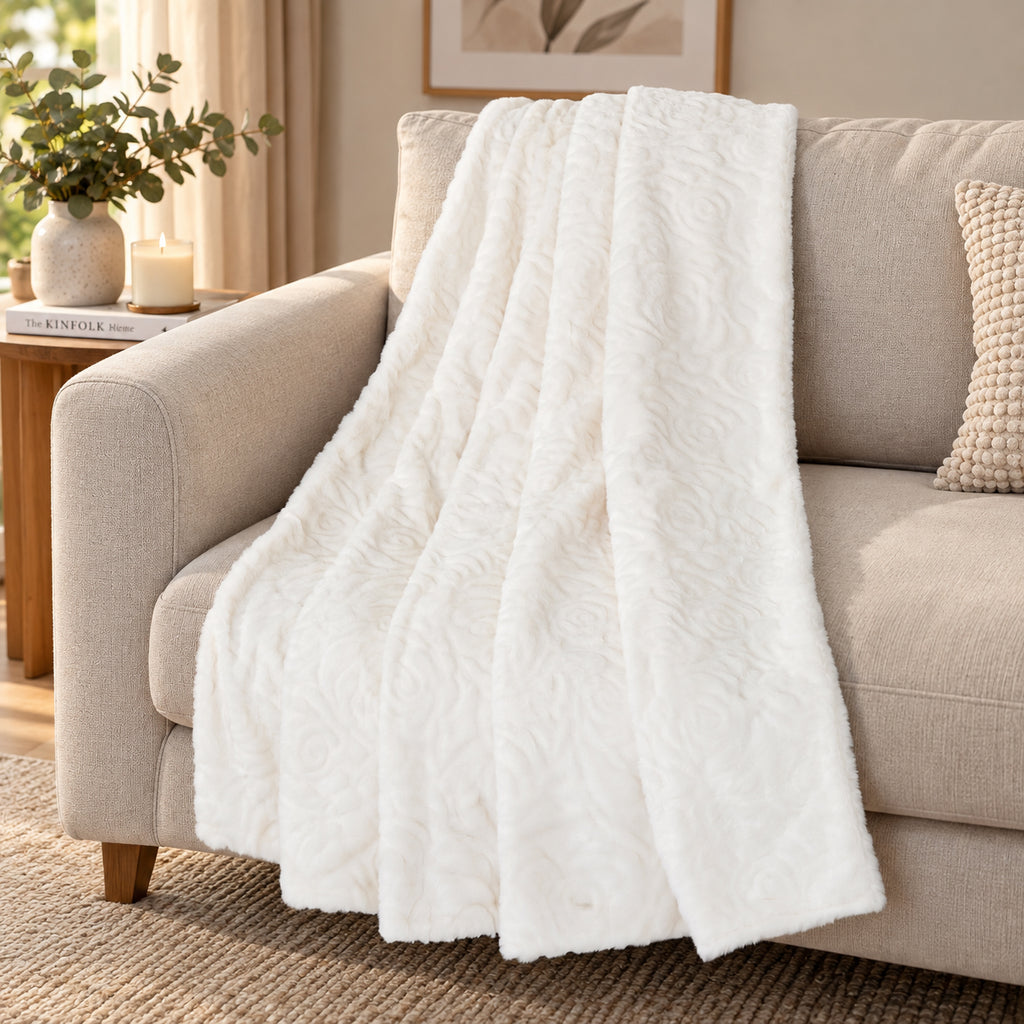 LIVMORE Patterned Blanket (Size 180x1 cm) - White_8627537