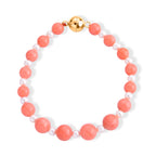 Bamboo Coral & White Fresh Water Pearl Beads Bracelet (Size - 7.5) in Yellow Gold Plated Sterling Silver_8627545