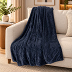 LIVMORE Patterned Blanket (Size 180x1 cm) - Navy_8627549