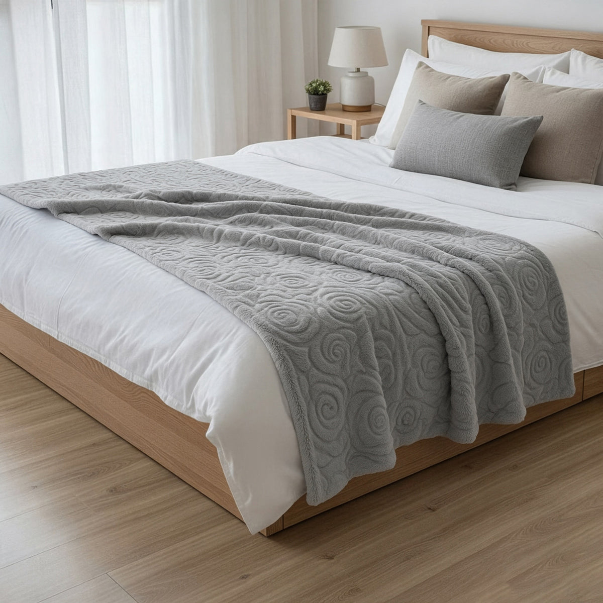 LIVMORE Patterned Blanket (Size 180x1 cm) - Silver Grey 8627551 1