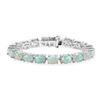 Royal Bali Collection - D'Joy Ethiopian Opal Bangle (Size - 7) in Rhodium Overlay Sterling Silver 21.60 Ct, Silver Wt. 17.67 Gms_8627553