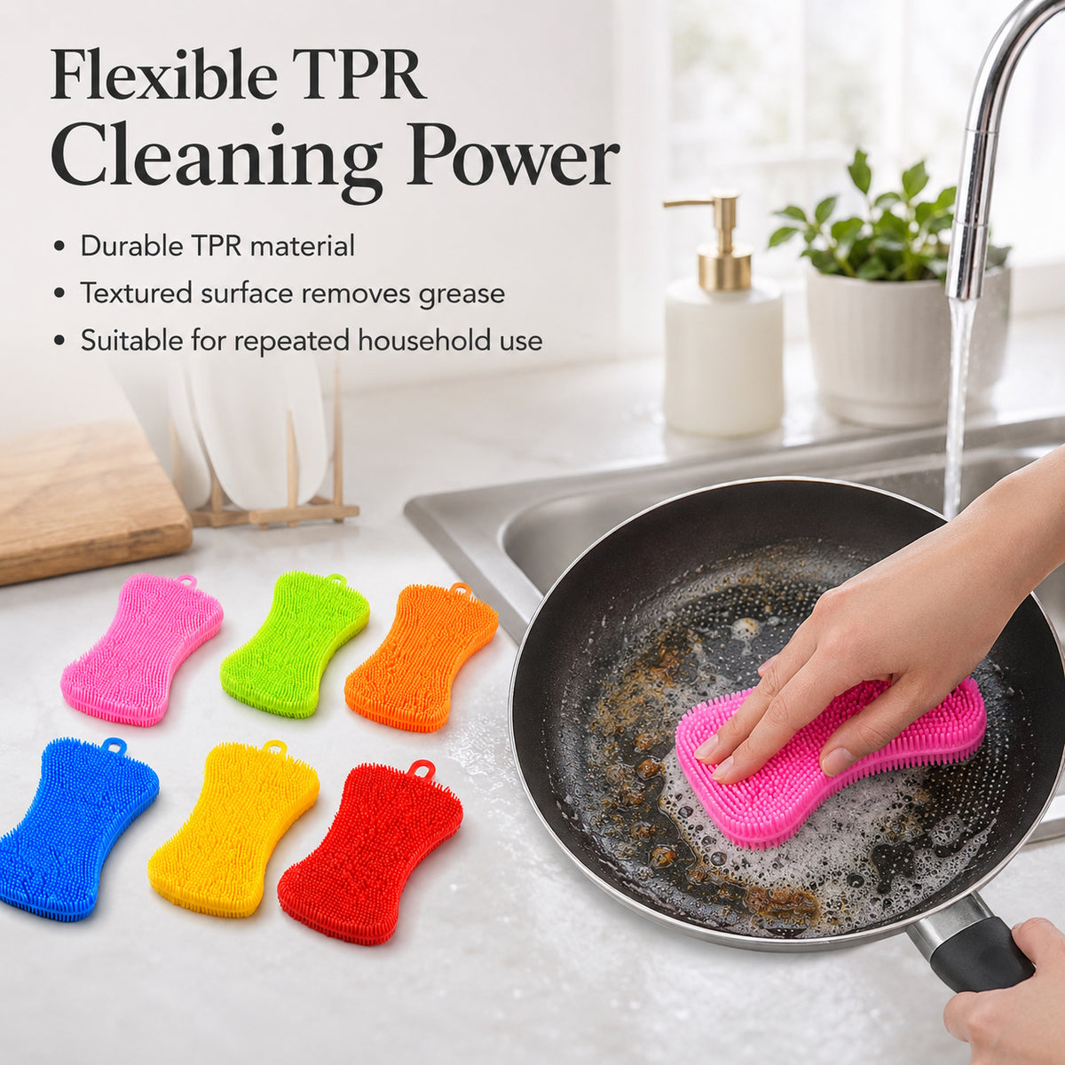 LIVMORE Set of 6 Silicone Multi-Functional Kitchen Dishwashing &amp; Pot Scrubbing Brushes 8627579 3