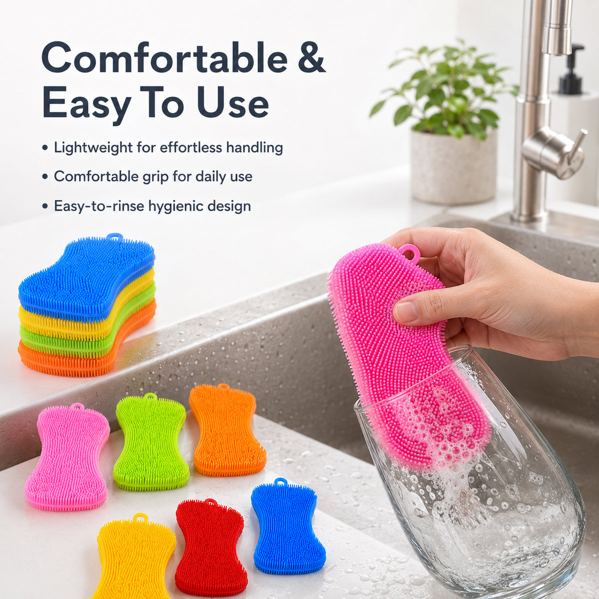 LIVMORE Set of 6 Silicone Multi-Functional Kitchen Dishwashing &amp; Pot Scrubbing Brushes 8627579 4