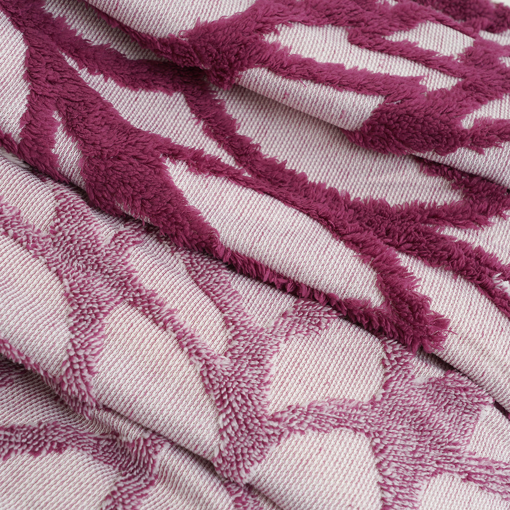 LIVMORE Patterned Blanket (Size 200x1 cm) - Burgundy_8627880_3