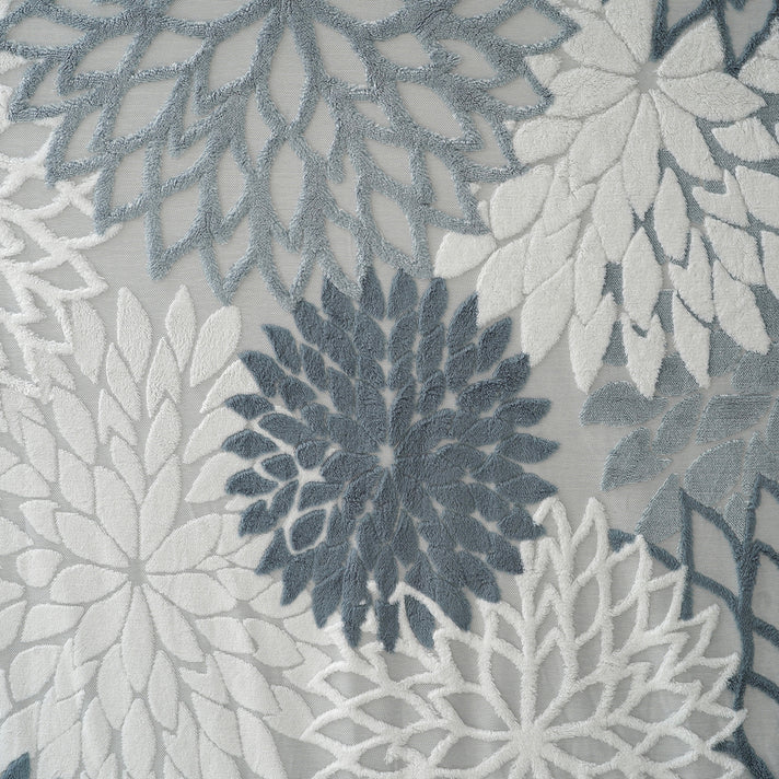 LIVMORE Double Layer Floral Jacquard Faux Fur &amp; Sherpa Throw Blanket (150x200cm) - Blue 8627881 2