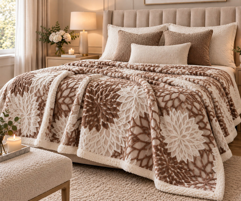LIVMORE Patterned Blanket (Size 200x1 cm) - Beige_8627891