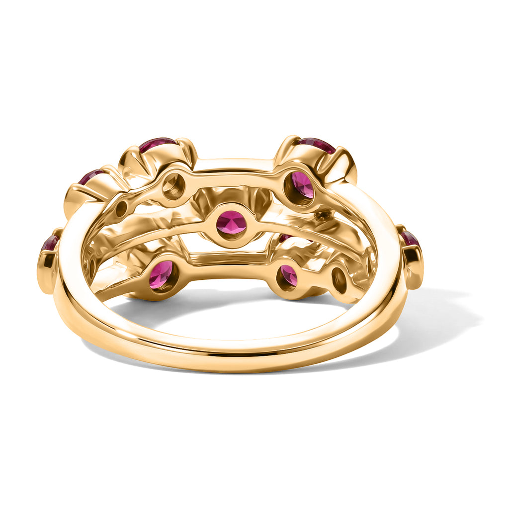 D'Joy - Natural Radiant Ember Garnet Bezel Multi-Row Ring in 18K Vermeil Yellow Gold Plated Sterling Silver 2.07 Ct._8627940_4