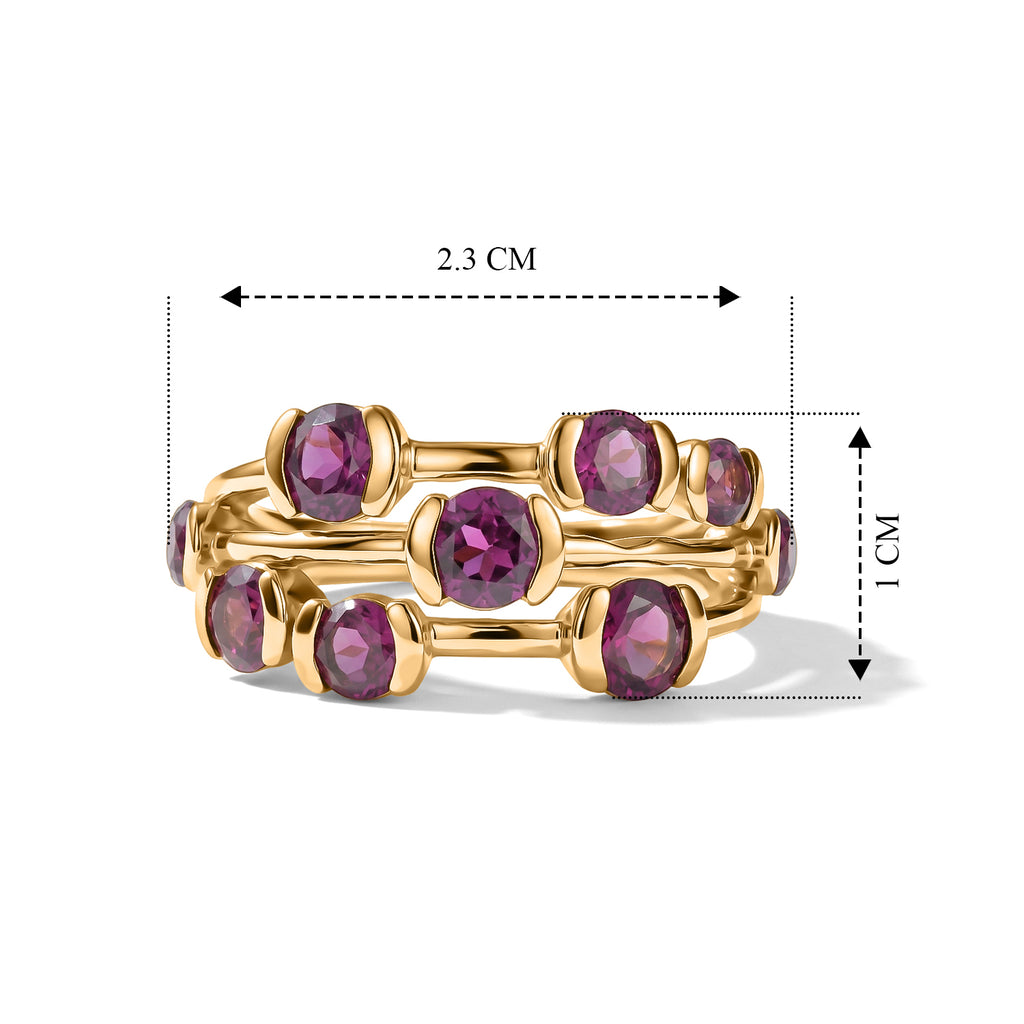 D'Joy - Natural Radiant Ember Garnet Bezel Multi-Row Ring in 18K Vermeil Yellow Gold Plated Sterling Silver 2.07 Ct._8627940_5