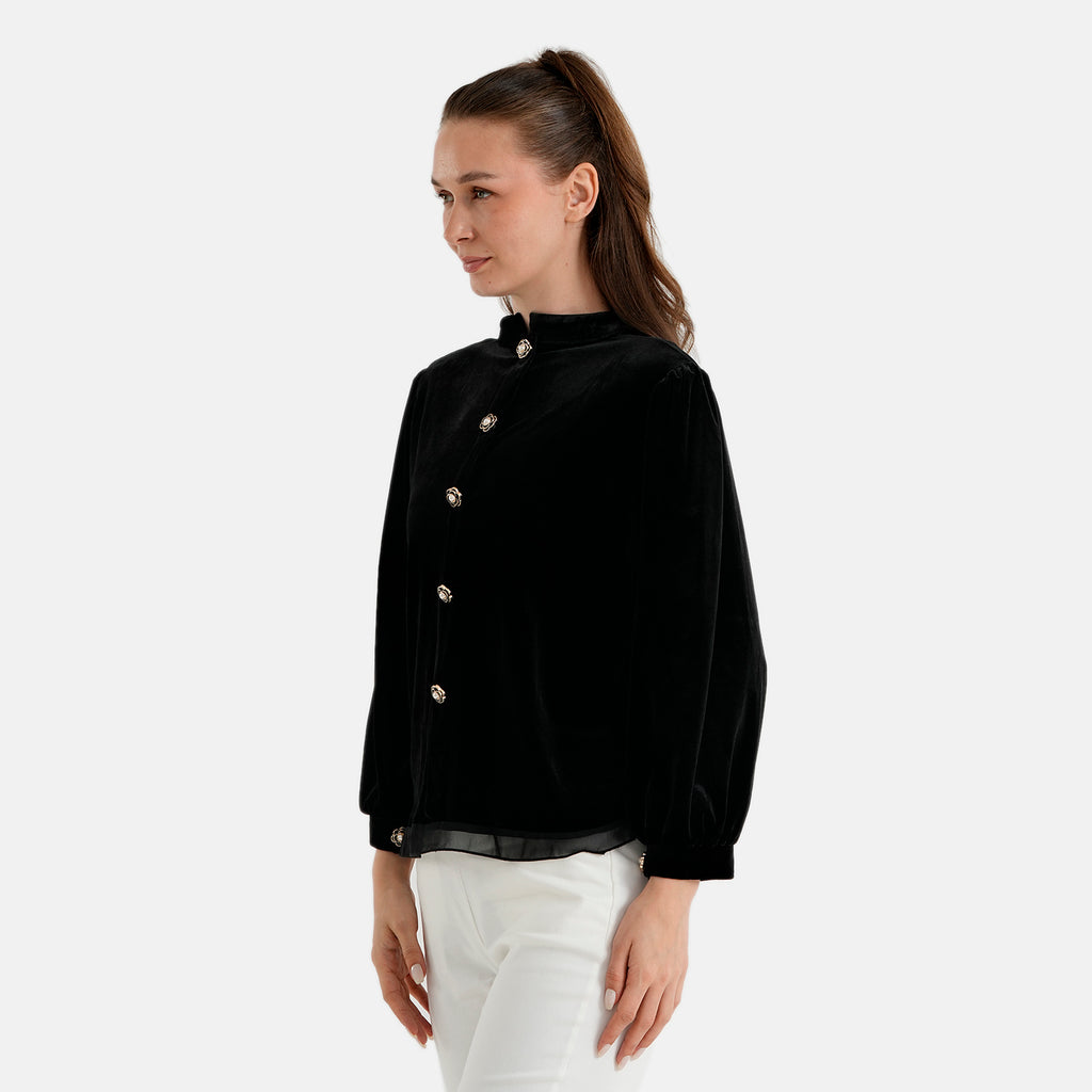 La Marey Patterned Blouse (Size - XL) - Black_8628664_2
