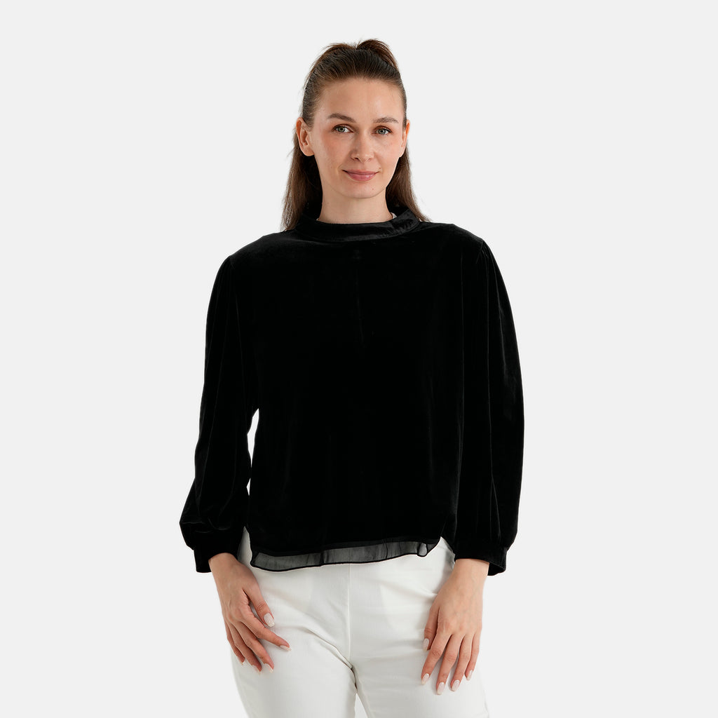 La Marey Patterned Blouse (Size - XL) - Black_8628664_4