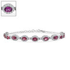 D'Joy Colour Change Garnet, Moissanite Cluster Bracelet (Size - 7.25) in Rhodium OverlaySterling Silver, Silver Wt.5.42 Gms  9.600  Ct._8628820