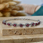 D'Joy Colour Change Garnet, Moissanite Cluster Bracelet (Size - 7.25) in Rhodium OverlaySterling Silver, Silver Wt.5.42 Gms  9.600  Ct._8628820_1