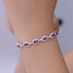 D'Joy Colour Change Garnet, Moissanite Cluster Bracelet (Size - 7.25) in Rhodium OverlaySterling Silver, Silver Wt.5.42 Gms  9.600  Ct._8628820_2